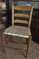 Stuhl, massiv Eiche, gedrechselt, geflochtener Sitz, Antikcharakter, stabil