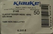 Klauke 50 St. Flachstecker 2145 6,3x0,8 DIN 46244 Mess. Verz. TABS NON INSULATED