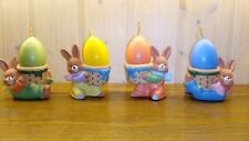Keramik Eierbecher mit Kerze 4-er Set Ostern Deko handbemalt