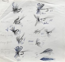 Karl Adser 1912-1995 Fliegen zum Forellen und Lachs angeln Angelhaken Dänemark