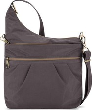 Travelon Damen Anti-Diebstahl Signature 3 Fächer Crossbody Cross Smoke 