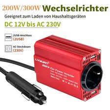 Auto 200W 300W Spannungswandler 12V auf 230V Wechselrichter Power Inverter 2USB