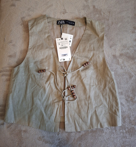 Zara damen leinenweste beige - zara,