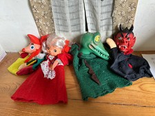 (RB)5025-4962, vier alte Hand Puppen für Kasperle Theater Spielzeug, Deko