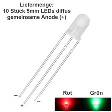 Duo LED Bicolor 3mm 5mm 3 Pin gem. Anode Kathode rot/grün rot/blau LEDs 10 Stück