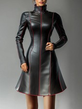 Damen kleid leder - kleid,