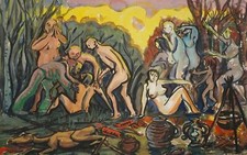 JOHANNES RICHTER - "Die Sippe" - Aquarell - um 1970