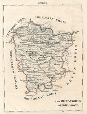 Mittelfranken Rezatkreis Original Lithografie Landkarte Schlieben 1830