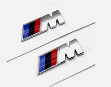 2X BMW M Emblem Logo Heckklappe Schriftzug Badge Aufkleber Chrom Silber 55x20MM
