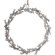 Fensterdeko Türkranz Shabby Chic Blumenkranz Metall Weiß Ø16,5cm