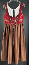 Damen Trachten Dirndl ärmellos rot braun gemustert ca. Gr. 38 v. Oscar Trachten