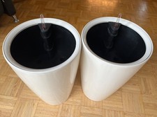 2x Lechuza Rondo 32 Blumentopf mit Bewässerungssystem - Farbe: weiß / creme Gla
