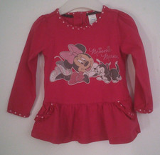 Pinkfarbiges Shirtkleid Langarm mit Minnie-Maus-Druckbild Gr. 86