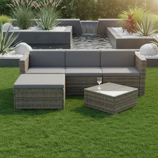 Sitzgruppe Rattan Grau Lounge