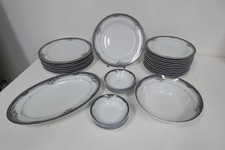 Bareuther Bavaria Porzellan 32 Teilig  Speiseservice Blauer Rand - Blumenranke