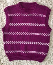 PULLUNDER / WESTOVER - handgestrickt, Fair Isle Technik, Holst Garn, Pink, S/M