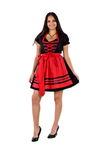 Dirndl schwarz rot teilig - schwarz-rot, 3-teilig