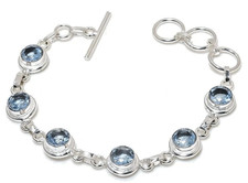A  Q U A M A R I N Edelstein HANDGEFERTIGT 925 Sterlingsilber Schmuck Armband