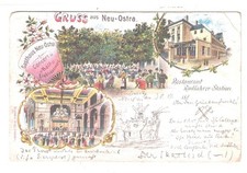 Dresden / Neu-Ostra, Restaurant Radfahrer-Station, Litho v. 1898