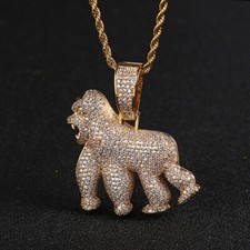 Hip Hop Kette, Gorilla Kette, Tier Kette, Zirkonia Kette, vergoldet