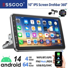 DAB+ 4+64GB Android 14 Carplay Autoradio GPS Navi 1 DIN 360° Drehbar Bildschirm