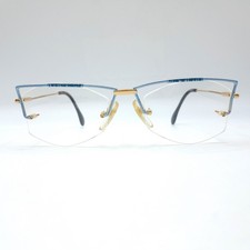 Yabi-Spirit Power 200p F501 Vintage Damen Brille 46□20  Blau Gold extravagant 