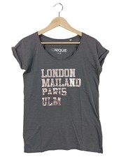 UNIQUE Print-Shirt Damen Shirt Gr. DE 36 hellgrau Casual-Look