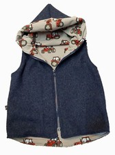 Weste Wollwalk TRAKTOR wendeweste  Kinder Kapuzenweste  Handmad   bestickt