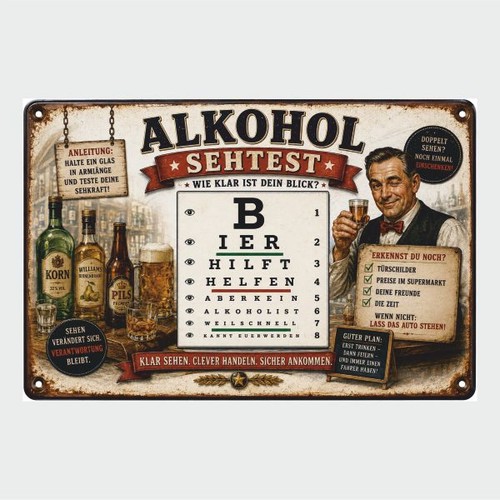 Blechschild alkohol sehtest - -,