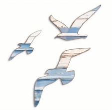 3er Set Wandbehang Möwen Holz