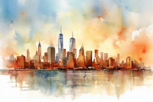 Wandbild skyline von new york - wandbild:,