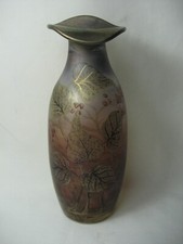 Alte Freiherr von Poschinger Glas Vase mit Ritzsignatur mundgeblasen handbemalt