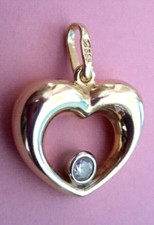 Anhänger Herz Zirkonia Gelbgold + Weißgod 585/ 14k ca. H 2,2 x B 1,7 cm,  Neu!