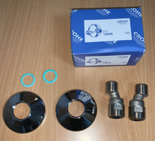 S-Anschluss Exzenter für AP-Armaturen 2 Stück 1/2"x3/4" Rosette chrom mit Dicht.