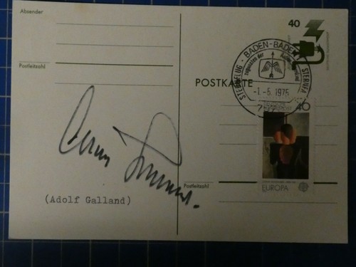 Autogramm karte adolf galland - autogramm,