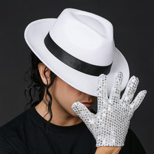 Michael Jackson Smooth Criminal Hut & Pailletten Handschuh Pop Musik Kostüm