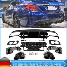 Endrohr für Mercedes W205 S205 C43 15+ Heckdiffusor Diffusor Stoßstange Schwarz