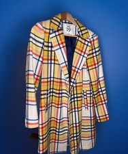 WOW! Excellence Dept Mantel Gelb Weiß Rot Karo M 38 Klassisch bis Knie