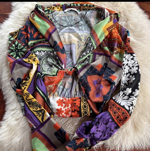 Zara satin crop bluse bunt - satin,