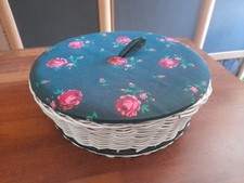 Nähkorb Handarbeitskorb Aufbewahrung Nähutensilien Rosen 60er Jahre VINTAGE