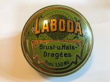 Feine Blechdose Reklame Jugendstil ca 1910 Laboda Dragees Frankfurt 