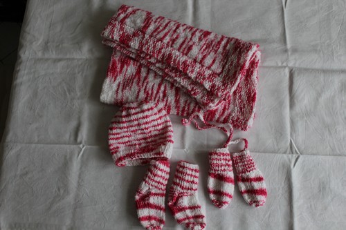 Baby set rot - rot-weiße, babydecke
