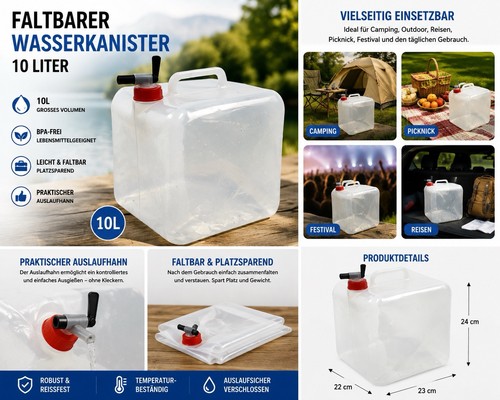 Faltbare wasserkanister l - wasserkanister, 10