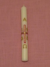 Kerze weiß mit goldenem Kreuz von 1968 Taufkerze Kommunionkerze Konfirmationsker