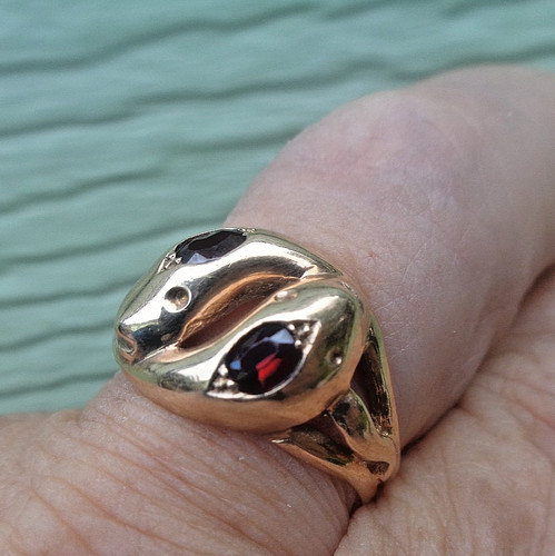 Gold granat schlange ring kt - schlange,