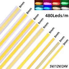 5M 12V 24V COB LED Streifen Stripe Band Warmweiss Kaltweiss Rot Keine Lichtpunkt