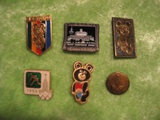 6 Anstecknadeln Pins der XXII. Olympia 1980 Moskau