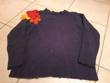 Pullover langarm Mädchen, Strick, Basic, Chenille, dkl. blau, Gr. 140, AWG