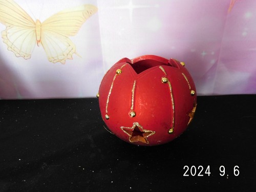 Windlicht/Kugel/rot/gold/Weihn