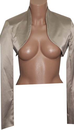 Damen langarm satin bolero - satin,